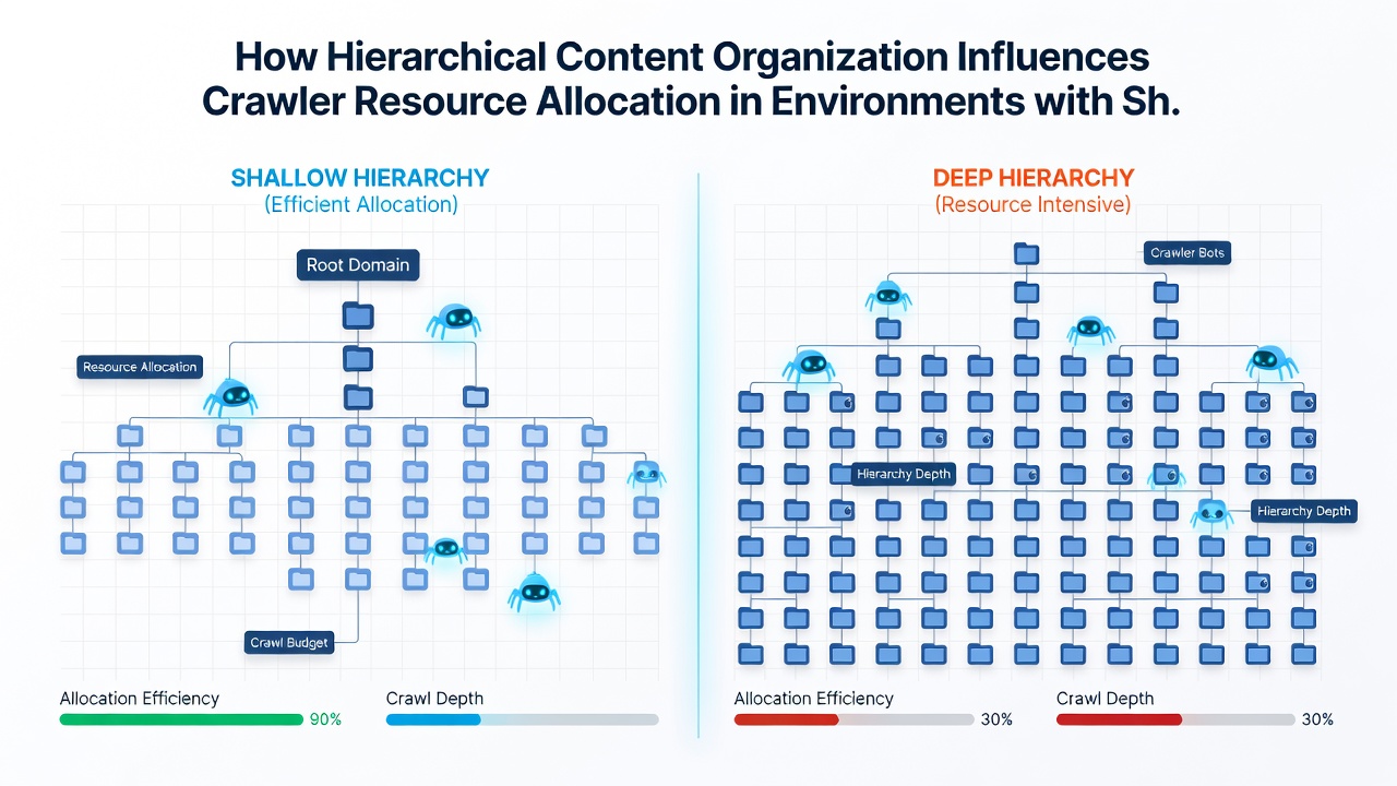 Chart illustrating crawl frequency distribution across hierarchical levels before and after update rate changes